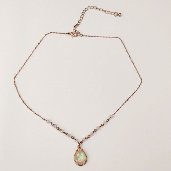 Iridescent yellow bead pendant w/clear bead accent - Picture 9 of 12